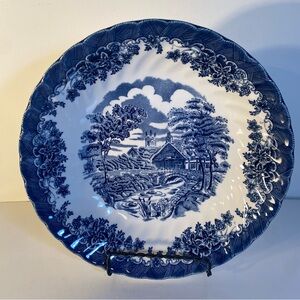 Vintage Queens "The Brook Blue" Single Blue and White Salad/Soup Bowl